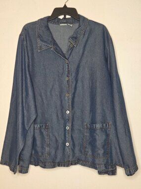 Cherokee Brand Vintage 100% Tencel Blue Denim Shirt Jacket 3X